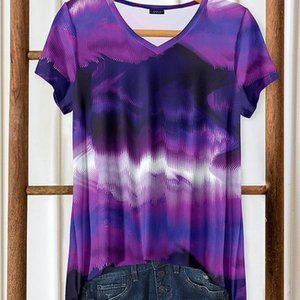 Purple & Plum Tie-Dye V-Neck Tunic